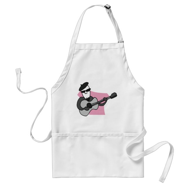 Man Wearing Beret Playing Acoustic Guitar Standard Apron (Front)