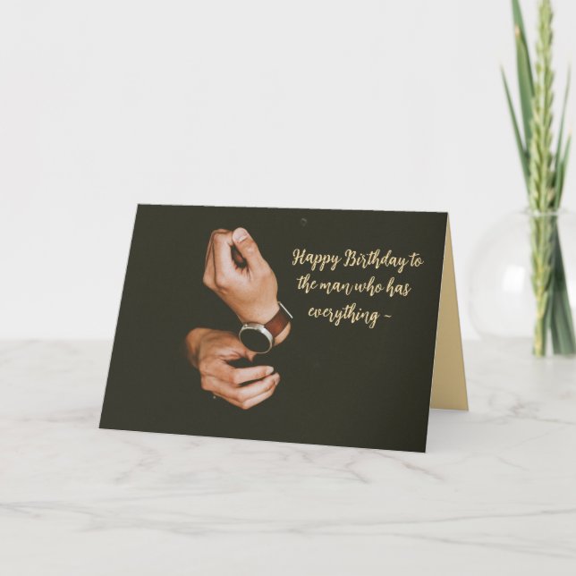 MAN WHO HAS EVERYTHING ANNIVERSARY CARD (Front)