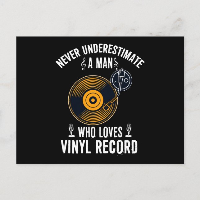 Man Who Loves Vinyl Record Funny Music Lover Postcard (Front)