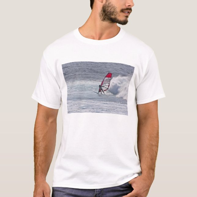 Man windsurfing in front of wave T-Shirt (Front)