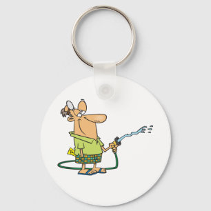 Man With A Garden Hose Key Ring
