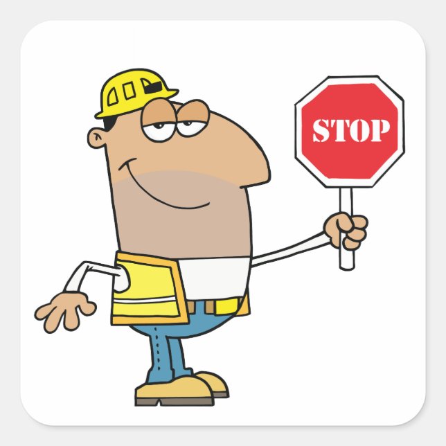 Man With A Stop Sign Square Sticker (Front)