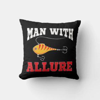 Man With Allure Fishing Lure Pun Fisherman T-Shirt Cushion