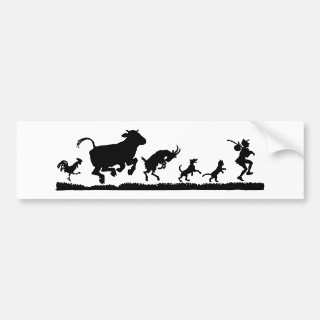 Man with animals silhouette bumper sticker (Front)