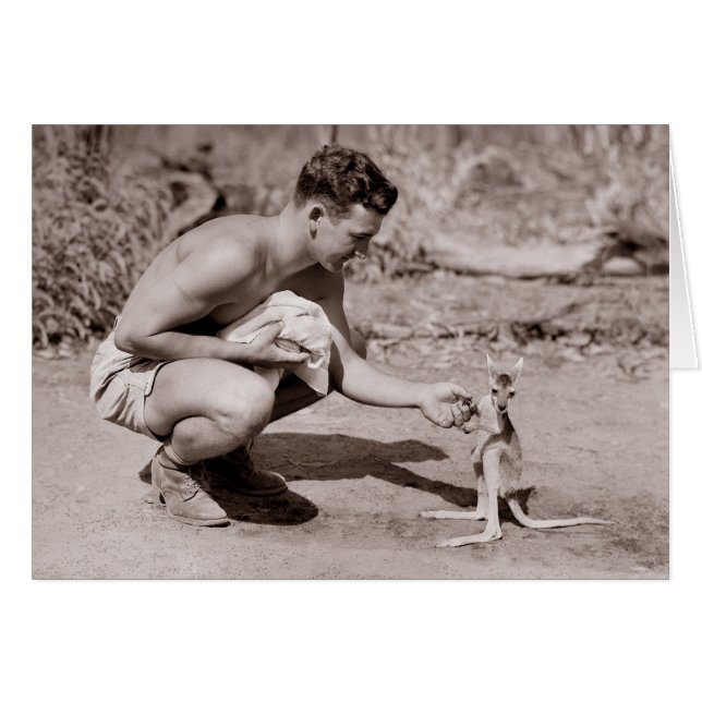 Man with Baby Kangaroo (Front Horizontal)