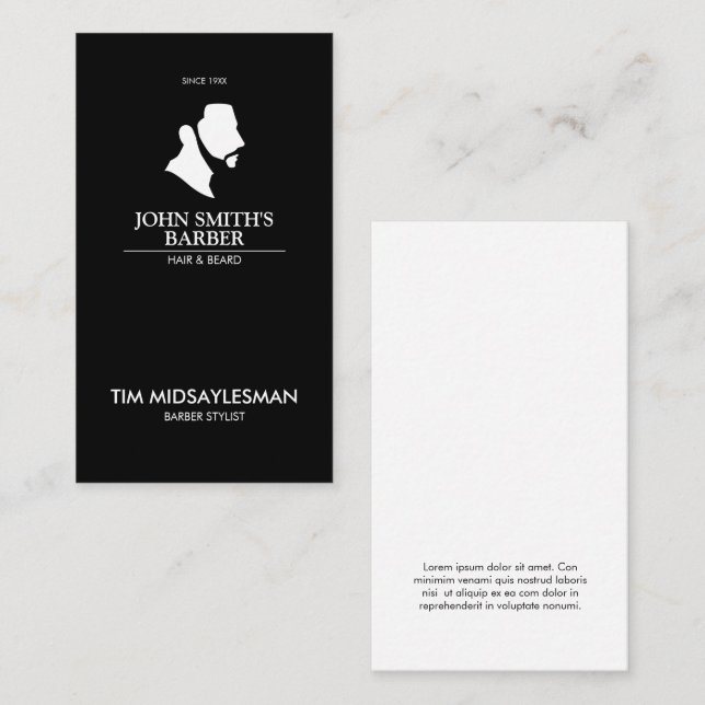 Man With Beard Barber Logo Business Card (Front/Back)