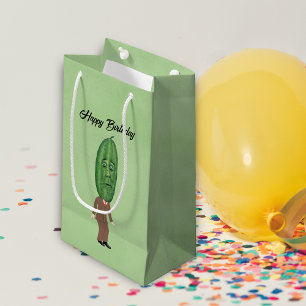 Man With Big Pickle Head Surprised Face Green Small Gift Bag