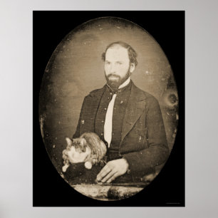 Man with Cat Daguerreotype 1854 Poster