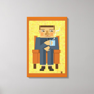 Man with coffee - modern poster art canvas print