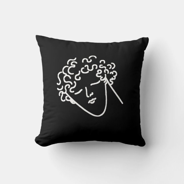 man with curly hair black cushion (Front)