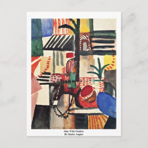 Man With Donkey By Macke August Postcard