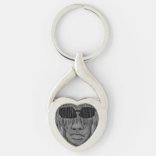 Man with glasses portrait drawing key ring