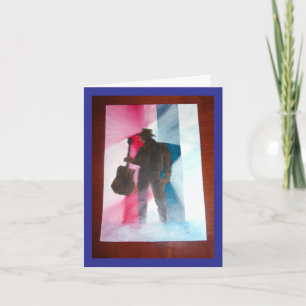 Man With Guitar Note Card Blank Inside