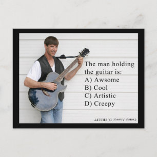 man with guitar postcard