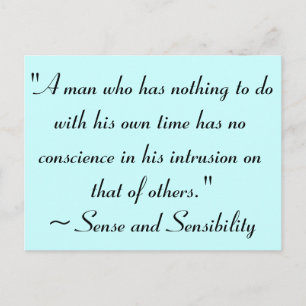Man With No Time Jane Austen Quote Postcard