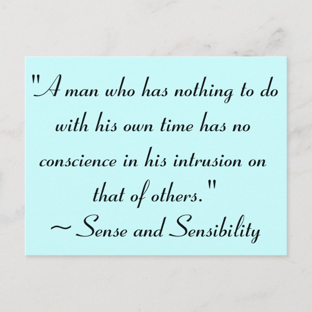 Man With No Time Jane Austen Quote Postcard (Front)