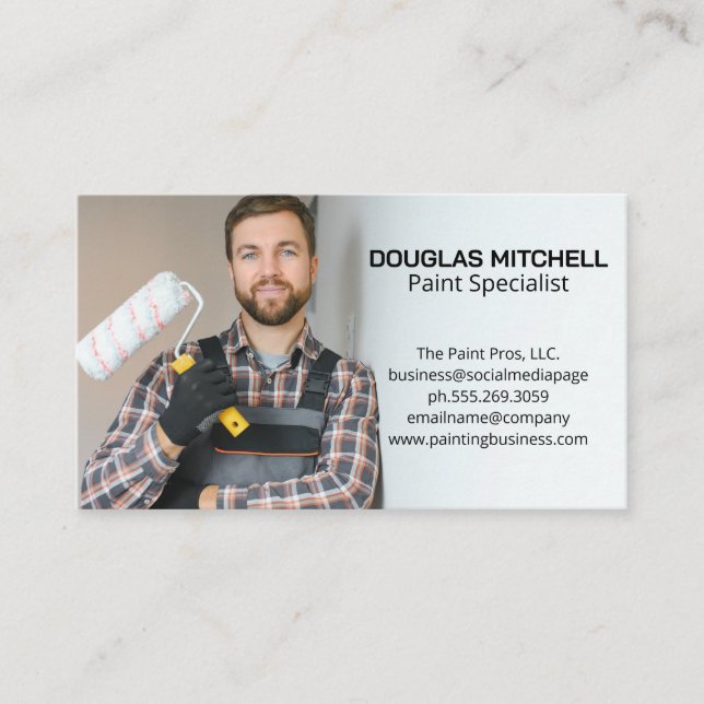 Man with Paint Roller Business Card (Front)