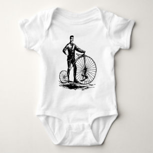 Man with Penny Farthing - Black Baby Bodysuit