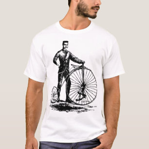 Man with Penny Farthing - Black T-Shirt
