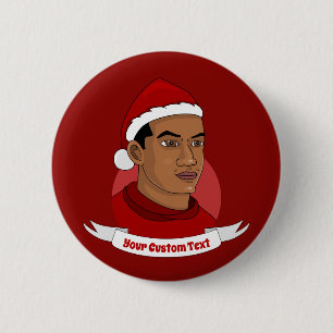 Man with Santa Claus hat cartoon 6 Cm Round Badge