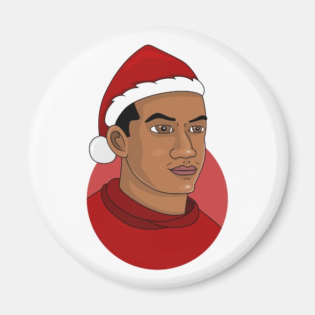 Man with Santa Claus hat cartoon Magnet (Front)