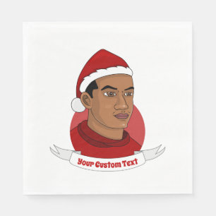 Man with Santa Claus hat cartoon Napkin