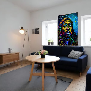 Man with the golden skin AI Art Poster