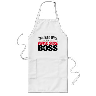 Man with the Pepper Sauce is Boss (Funny) Long Apron