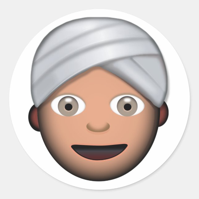 Man With Turban Emoji Classic Round Sticker (Front)