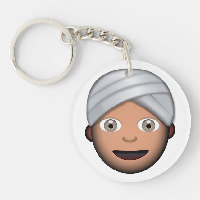 Man With Turban Emoji Key Ring (Front)