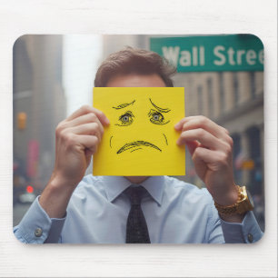 Man With Worried Face Drawing On Wall Street Mouse Mat