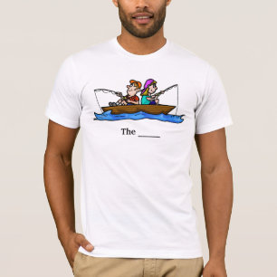 Man Woman Fishing in Boat Customisable T-shirt. T-Shirt