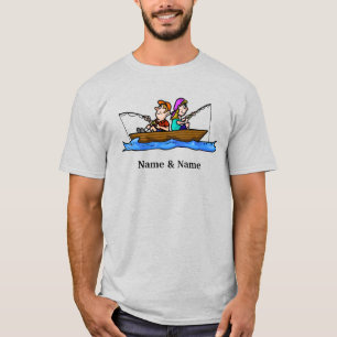 Man Woman Fishing in Boat Customisable T-shirt. T- T-Shirt