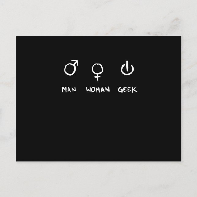 Man Woman Geek Postcard (Front)