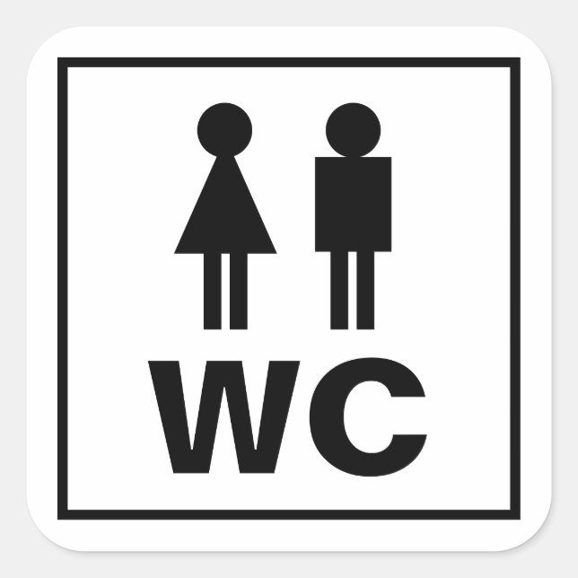 Man woman icon WC toilet sign sticker for restroom (Front)