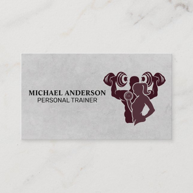 Man Woman Lifting Weights | Fitness Business Card (Front)