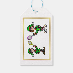 Man Woman Tennis Elves Gift Tag