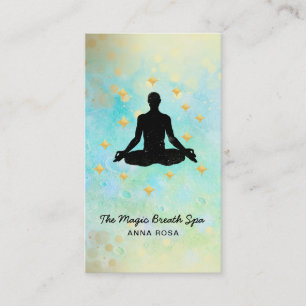 *~* Man Yoga Glitter Gold Meditation Mindfulness Business Card