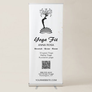 *~* Man Yoga Pose Lotus Tree of Life White Retractable Banner