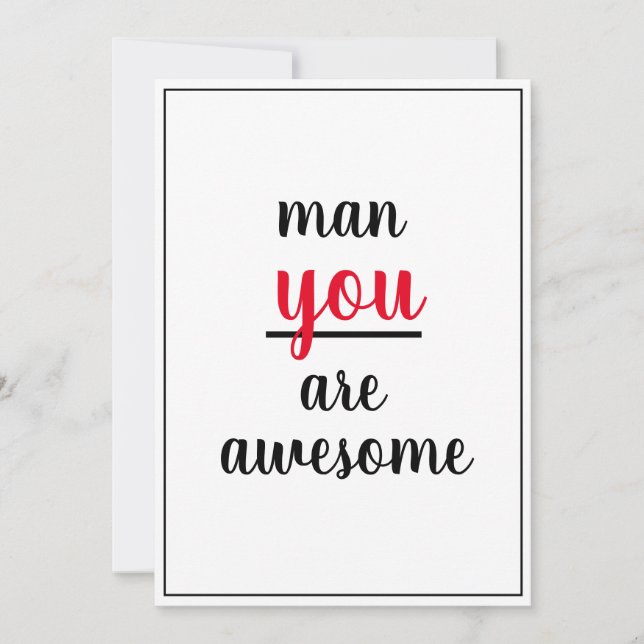 Man You Are Awesome Kind Gesture Male Person  Thank You Card (Front)