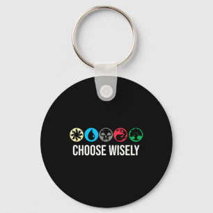 Mana Symbols Gathering Magic - Choose Wisely Blue  Key Ring