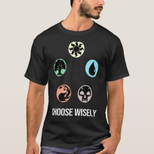 Mana Symbols Gathering Magic Choose Wisely Blue R T-Shirt