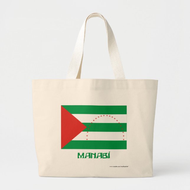 Manabí flag with Name Large Tote Bag (Front)