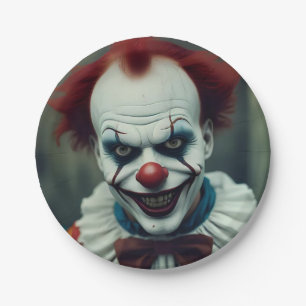 manacing clown paper plate