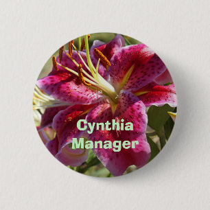 Manager Buttons Add Your Name Business Lilies