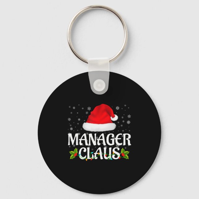 Manager Claus Christmas Lights Santa Pajama Family Key Ring (Front)