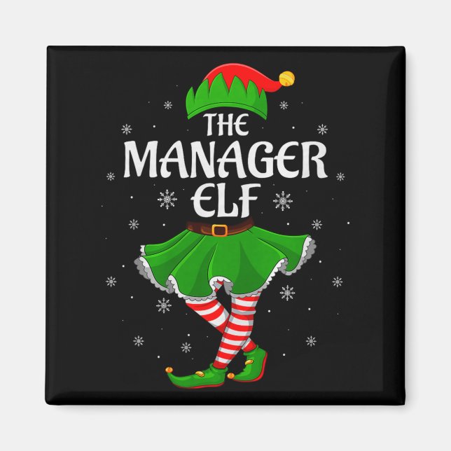 Manager Elf Christmas Family Girls Women Elf Squad Magnet (Front)