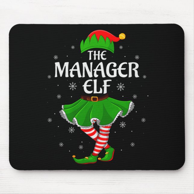 Manager Elf Christmas Family Girls Women Elf Squad Mouse Mat (Front)