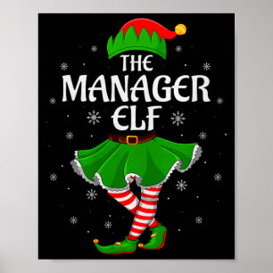 Manager Elf Christmas Family Girls Women Elf Squad Poster
