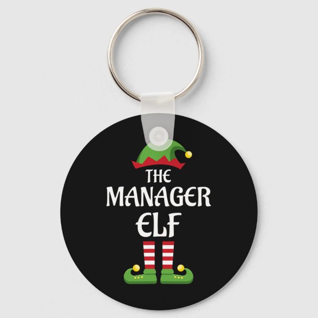 Manager Elf Family Matching Group Christmas  Key Ring (Front)